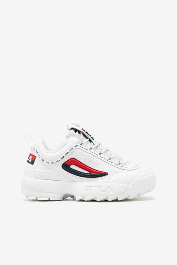 Fila Women's Disruptor 2 Repeat Chunky Trainers Shoe - White / Navy / Red | UK-893WKHPOY